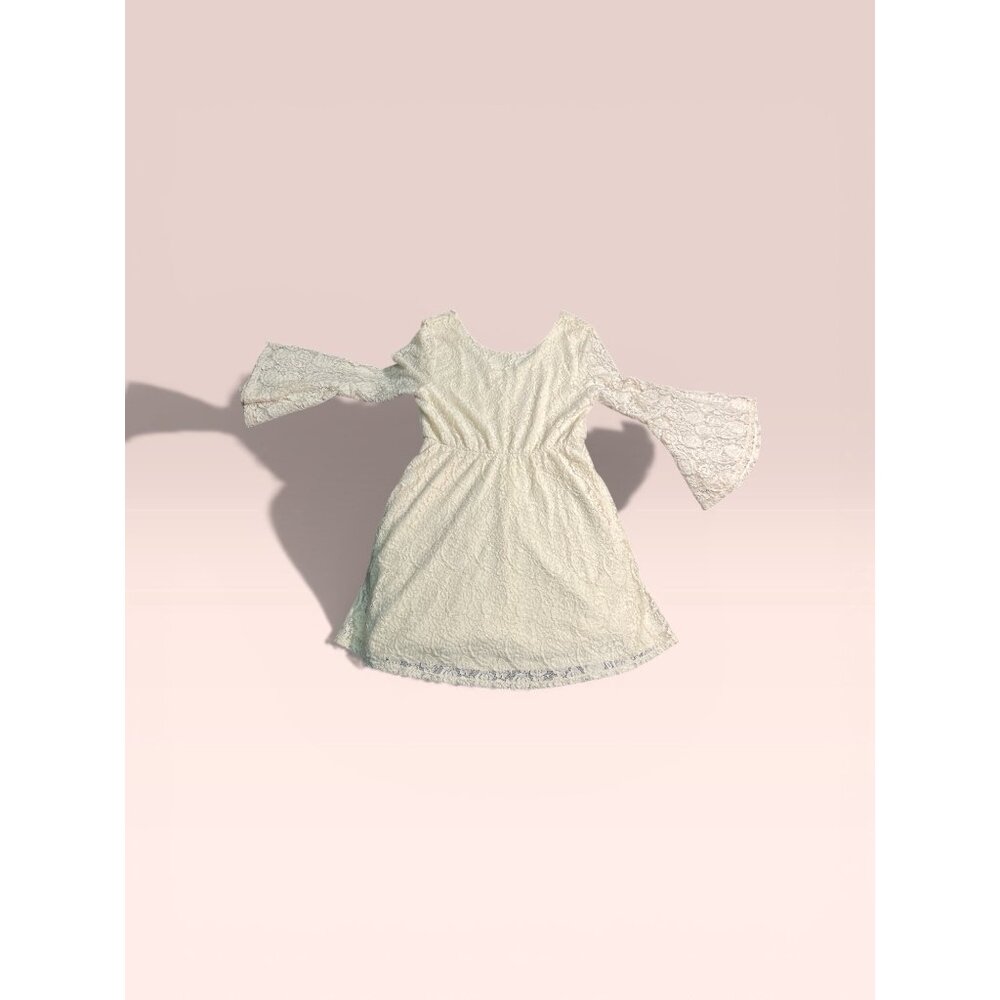Rewind Ivory Lace Bell Sleeve Boho Mini Dress XL